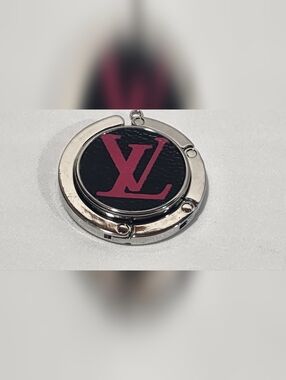 Louis Vuitton Multicolor Pink Canvas Purse Hook Bag Hanger Silver